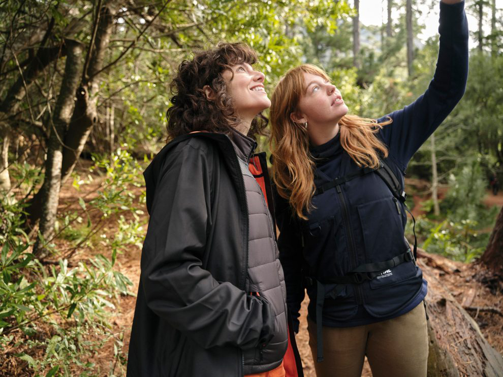 Frauen fotografieren im Wald